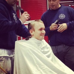 Rhett shaving his head for Tyler Shannon
